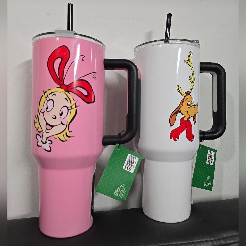 Dr. SEUSS the Grinch Christmas Stainless steel Tumbler, 40 Oz. Bundle of 2